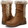imageVepose Womens Winter Snow Boots Fur Mid Calf Warm Suede Fuzzy ShoesMid Calf960brown Pu