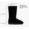 imageVepose Womens Winter Snow Boots Warm Fur Mid Calf Tall Suede Fuzzy Slip on ShoesCrampon Black