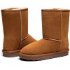 imageVepose Womens Winter Snow Boots Warm Fur Mid Calf Tall Suede Fuzzy Slip on ShoesShort 987 Brown