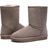 imageVepose Womens Winter Snow Boots Warm Fur Mid Calf Tall Suede Fuzzy Slip on ShoesShort 987 Mushroom