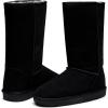 imageVepose Womens Winter Snow Boots Warm Fur Mid Calf Tall Suede Fuzzy Slip on ShoesTall 988 Black