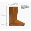 imageVepose Womens Winter Snow Boots Warm Fur Mid Calf Tall Suede Fuzzy Slip on ShoesTall 988 Brown