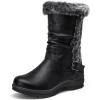 imageVepose Womens Winter Snow Boots Fur Mid Calf Warm Suede Fuzzy ShoesMid Calf960black Pu