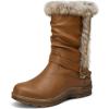imageVepose Womens Winter Snow Boots Fur Mid Calf Warm Suede Fuzzy ShoesMid Calf960brown Pu