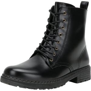 imageVepose Womens Combat Ankle Boots Lace up Classic Short Low Heel Zipper 9623 BootiesBlack Pufashion Boots9622