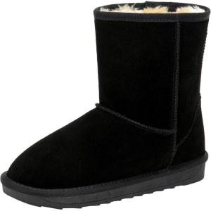 imageVepose Womens Winter Snow Boots Warm Fur Mid Calf Tall Suede Fuzzy Slip on ShoesShort 987 Black
