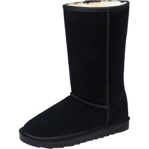 imageVepose Womens Winter Snow Boots Warm Fur Mid Calf Tall Suede Fuzzy Slip on ShoesTall 988 Black