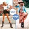 imageVepose Womens Cowboy Mid Calf Boots Cowgirl Western Embroidered Chunky Low Heel 9800 Boots with ZipperBlackmodern Cowboy