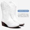 imageVepose Womens Cowboy Mid Calf Boots Cowgirl Western Embroidered Chunky Low Heel 9800 Boots with ZipperWhitemodern Cowboy