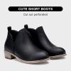 imageVepose Womens Short Ankle Boots Low Heel Western Cutout Perforated BootiesAclassic Perf912black Pu