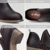 imageVepose Womens Short Ankle Boots Low Heel Western Cutout Perforated BootiesClassic Perf912dark Tan
