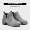 imageVepose Womens Short Ankle Boots Low Heel Western Cutout Perforated BootiesClassic Perf912grey