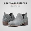 imageVepose Womens Short Ankle Boots Low Heel Western Cutout Perforated BootiesClassic Perf912grey