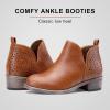imageVepose Womens Short Ankle Boots Low Heel Western Cutout Perforated BootiesClassic Perf912red Brown