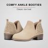imageVepose Womens Short Ankle Boots Low Heel Western Cutout Perforated BootiesClassic Perf912tan Nubuck