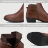 imageVepose Womens Short Ankle Boots Low Heel Western Cutout Perforated BootiesElegant911cognac