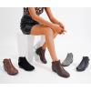 imageVepose Womens Short Ankle Boots Low Heel Western Cutout Perforated BootiesElegant911dark Tan