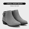 imageVepose Womens Short Ankle Boots Low Heel Western Cutout Perforated BootiesElegant911grey