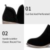 imageVepose Womens Short Ankle Boots Low Heel Western Cutout Perforated BootiesSuede Leather912lblack Suede