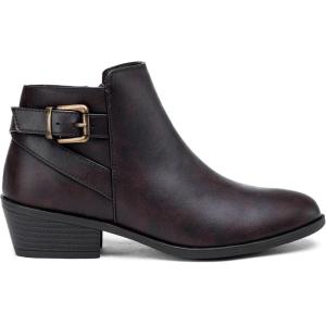 imageVepose Womens Short Ankle Boots Low Heel Western Cutout Perforated BootiesElegant911dark Tan