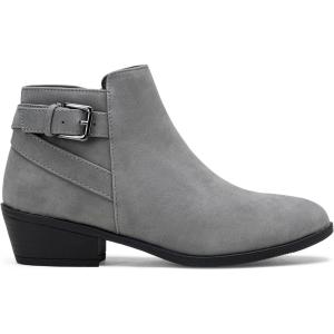 imageVepose Womens Short Ankle Boots Low Heel Western Cutout Perforated BootiesElegant911grey