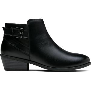 imageVepose Womens Short Ankle Boots Low Heel Western Cutout Perforated BootiesLeather Western911lblack