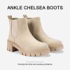 imageVepose Womens 936 Chelsea Ankle Boots Platform Lug Sole Elastic Slip on BootiesBeigeclassic936
