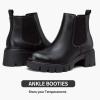 imageVepose Womens 936 Chelsea Ankle Boots Platform Lug Sole Elastic Slip on BootiesLeather Blackclassic 936l