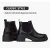 imageVepose Womens 936 Chelsea Ankle Boots Platform Lug Sole Elastic Slip on BootiesLeather Blackclassic 936l