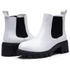 imageVepose Womens 936 Chelsea Ankle Boots Platform Lug Sole Elastic Slip on BootiesWhiteclassic936