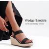 imageVepose Womens Wedge Sandals Platform Espadrilles Sandals Elasitc Ankle Strap Open Toe 881 Sandals with 35quot Inchs High Heel Summer ShoesBlack