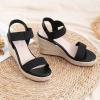 imageVepose Womens Wedge Sandals Platform Espadrilles Sandals Elasitc Ankle Strap Open Toe 881 Sandals with 35quot Inchs High Heel Summer ShoesBlack