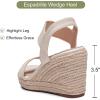 imageVepose Womens Wedge Sandals Platform Espadrilles Sandals Elasitc Ankle Strap Open Toe 881 Sandals with 35quot Inchs High Heel Summer ShoesNude