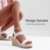 imageVepose Womens Wedge Sandals Platform Espadrilles Sandals Elasitc Ankle Strap Open Toe 881 Sandals with 35quot Inchs High Heel Summer ShoesWhite