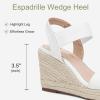 imageVepose Womens Wedge Sandals Platform Espadrilles Sandals Elasitc Ankle Strap Open Toe 881 Sandals with 35quot Inchs High Heel Summer ShoesWhitepu