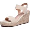 imageVepose Womens Wedge Sandals Platform Espadrilles Sandals Elasitc Ankle Strap Open Toe 881 Sandals with 35quot Inchs High Heel Summer ShoesNude