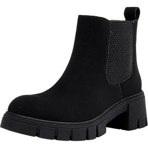 imageVepose Womens 936 Chelsea Ankle Boots Platform Lug Sole Elastic Slip on BootiesBlacknubuckclassic936