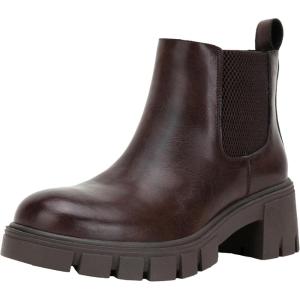 imageVepose Womens 936 Chelsea Ankle Boots Platform Lug Sole Elastic Slip on BootiesBrownclassic936