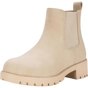imageVepose Womens 9607 Chelsea Ankle Boots PullOn Booties for WomenBeige
