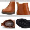 imageVepose Womens Ankle Chunky Heeled Boots Platform Chelsea Retro Short 999 Booties with ZipperBrown