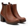 imageVepose Womens Ankle Chunky Heeled Boots Platform Chelsea Retro Short 999 Booties with ZipperCognac