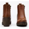 imageVepose Womens Ankle Chunky Heeled Boots Platform Chelsea Retro Short 999 Booties with ZipperCognac