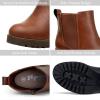 imageVepose Womens Ankle Chunky Heeled Boots Platform Chelsea Retro Short 999 Booties with ZipperCognac