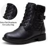 imageVepose Womens Combat Ankle Boots Lace up Comfortable Booties Low HeelBlack Knitting927