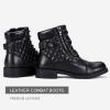 imageVepose Womens Combat Ankle Boots Lace up Comfortable Booties Low HeelBlack Leather Knitting927l