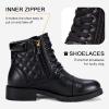 imageVepose Womens Combat Ankle Boots Lace up Comfortable Booties Low HeelBlack Leather Pocket903l