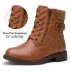 imageVepose Womens Combat Ankle Boots Lace up Comfortable Booties Low HeelBrown Knitting927
