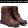 imageVepose Womens Combat Ankle Boots Lace up Comfortable Booties Low HeelCognac Knitting927