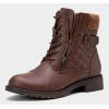 imageVepose Womens Combat Ankle Boots Lace up Comfortable Booties Low HeelCognac Knitting927
