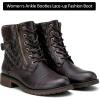 imageVepose Womens Combat Ankle Boots Lace up Comfortable Booties Low HeelDark Tan Knitting927